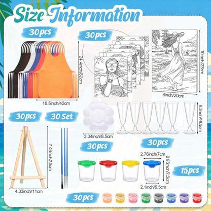 Sherr 285 Pcs 30 Sets Sip and Paint Kit for Adults, Pre Drawn Canvas Kit for Painting Acrylic Painting Favor Bulk for DIY Birthday Gifts Adult Date Night Party Suppliers(Summer Lady) - style: Summer Lady