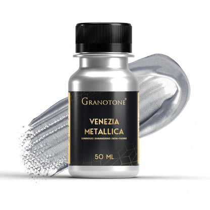 GRANOTONE Acrylic Venezia Metallic Colour, Non-Fading & Shimmering Metallic Acrylic Paint with Rich Pigments | Non-Toxic Metallic Colours Ideal for Kids, Artist & Beginners (Silver 50ml) - color: Silver 50ml