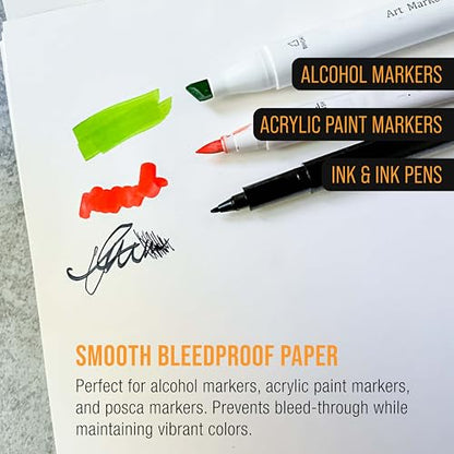 U.S. Art Supply 11’ x 14" Premium Manga Marker Paper Pad (2 Pack, 48 Sheets Total) - 60lb (100gsm) Drawing Sketchbook for Alcohol & Acrylic Paint Markers - size: 11" x 14"