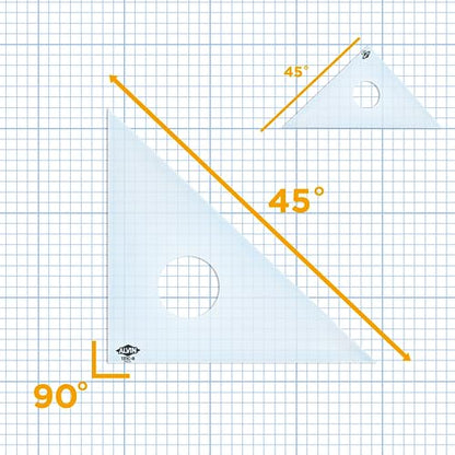 ALVIN 45/90 Clear Professional Acrylic Drafting Triangle Model 131C-14, Multipurpose Tool for Drafting, Design, and Architecture, Great for Machining and Woodworking, 14" inch 45 Degree/90 Degree - size: 14", style: 45/90 Degree