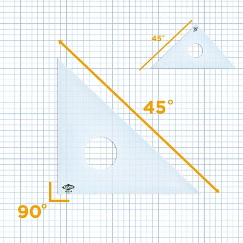 Alvin 131C-16 45-Degree/90-Degree 16" Clear Professional Acrylic Triangle - size: 16", style: 45/90 Degree