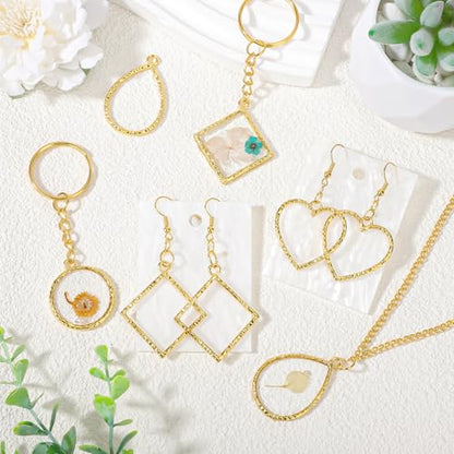 Gartful Open Bezels for Resin Jewelry Making, Hollow Frame Pendants with Jump Rings, Craft Bezels for Necklace, Earrings - style: Engraved Frame - 4 Styles 30PCS