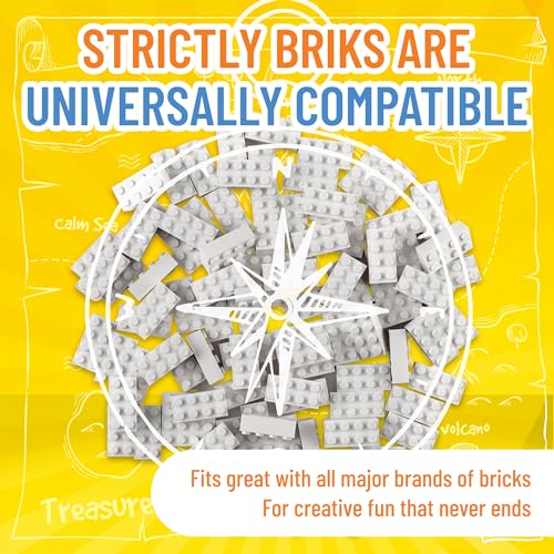 Strictly Briks Classic Bricks Starter Kit - Creative Building Blocks Set - Stackable White 2x4 Kids Blocks - Compatible with Major Brick Brands - 96 Pieces, White - color: White 2x4 - 96 Pieces