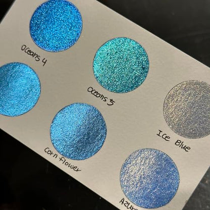 IUILE Handmade Watercolor Paints - Blue Half Pan Set (6 colors) - color: Blue