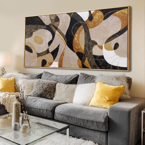 Large Framed Brown Abstract Wall Art for Living Room,Canvas Prints Paintings Artwork for Walls,Minimalist Arts Pictures for Office Wall Decor 29"x58" - color: Beige and Brown, size: 58"L x 29"W