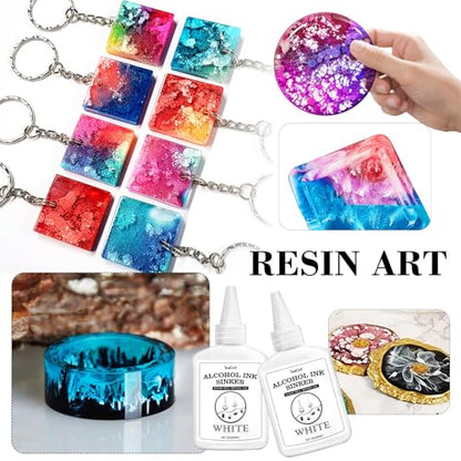 White Alcohol Ink for Epoxy Resin - 4 Ounce White Color Alcohol-Based Resin Ink for Resin Petri, Resin Tumblers, Coaster Making, White Alcohol Paint Epoxy Resin Pigment for Painting, Yupo, Resin Art