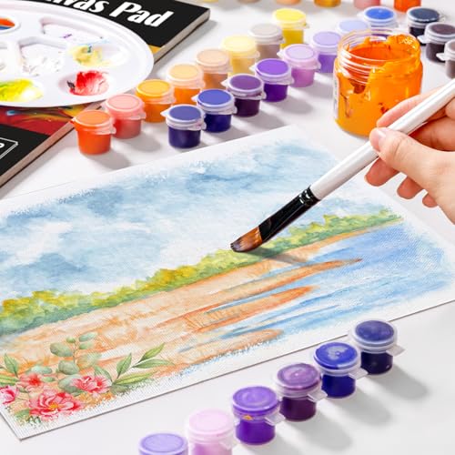 12 Sheets Canvas Paper Pad 8”x10”, 350 GSM Glue Bound Canvas Sketchbook for Adults and Students - Acrylic Painting, Oil Painting - size: 8”x10”