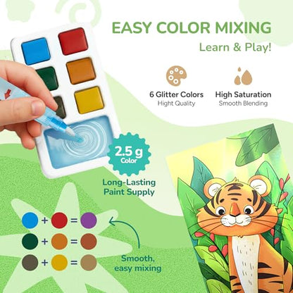 JoyCat Pocket Paint with Water Coloring Books for Kids, Art & Craft Activity Toy Set, Creative Travel & Home Painting Kit, Gifts for Girls & Boys Ages 3-8 (Animals) - style: 1 Pack - Animals