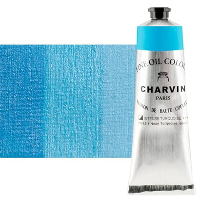 Charvin Professional Artist Quality Oil Paints, Natural Color Themed Hues, Intense Turquoise 150 ml - color: Intense Turquoise