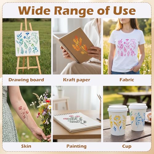 18 Sheet Flower Stencils for Painting, Large Floral Stencils for Walls Reusable with Leaf Vine Designs Wood, Wall, Furniture, Canvas, Home Decor DIY Crafts