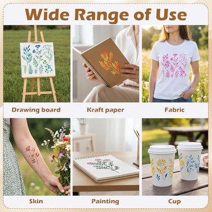 18 Sheet Flower Stencils for Painting, Large Floral Stencils for Walls Reusable with Leaf Vine Designs Wood, Wall, Furniture, Canvas, Home Decor DIY Crafts