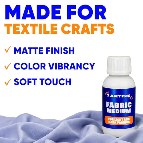 Fabric Medium for Acrylic Paint 4.2 fl oz – Turn Acrylics Into Washable Fabric Paint | Soft Flexible Matte Finish, No Cracking | Textile Medium for T-Shirts, Denim, Shoes & Tote Bags - color: Fabric Medium 4.2 fl. oz