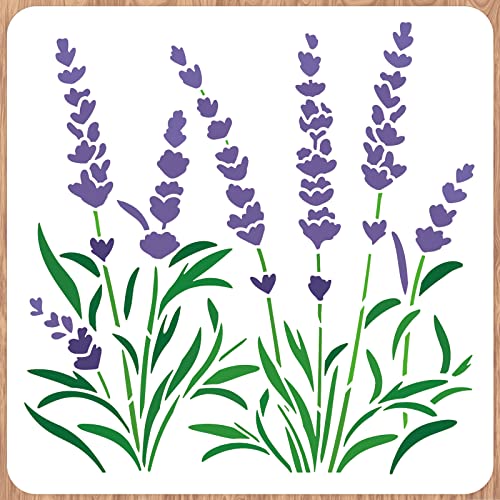 INFUNLY Lavender Wall Stencils for Painting 11.8x11.8 Tile Stencil Set Reusable Plastic Wall Stencils Template for Painting on Wood Wall Furniture Floor Tiles Fabric DIY Home Decor - color: Lavender Wall Stencils