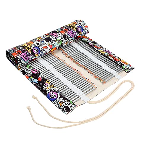 Lbxgap 168 Slot Pencil Roll Wrap Up Pencil Pouches Holder，Travel Drawing Coloring Pencil Roll Organizer for Watercolor Pens or Markers, Pencil Case Organizer for Artist - color: Sea