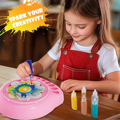 Spin Art Machine for Kids, Paint Spinner Arts & Crafts Kit for Ages 4-12 | Mess-Free Motorized Spinner With Splash Guard; 7 Washable Paints & 36 Art Boards Make A Unique Design Every Spin - color: Pink