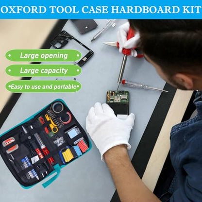 BLIRITEL Tool Bag Organizer, Oxford Tool Case Hardboard Kit, Portable Small Tool Pouch with Zipper, Handheld Screwdriver Pouch Tool Kits Organizer for Carpenter Mechanic (CASE ONLY (L) - size: L