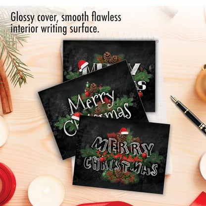 The Best Card Company - 10 Christmas Greeting Cards with Envelopes - Festive, Fun Assorted Holiday Notecards (4 x 5.12 Inch) - Christmas Chalk and Roses M2358XSG - style: Christmas Chalk and Roses