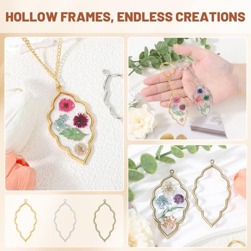 Gartful Open Bezels for Resin Jewelry Making, Hollow Frame Pendants with Jump Rings, Craft Bezels for Necklace, Earrings - style: Leaf - 30PCS