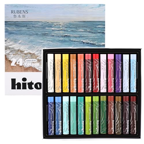 rubens Soft Oil Pastels (24 Premium Grays Colors), Creamy Texture Oil Pastels for Drawing & Blending, Dreamy Art Supplies Gift for Adult, Beginners, Artists