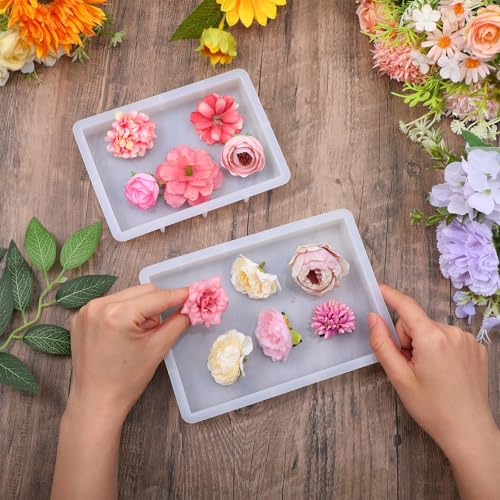 5Pcs Epoxy Resin Molds Set, Large Silicone Casting Molds for Resin, Square & Rectangular Shapes for DIY Art, Flower Preservation, Candle Making, Home Décor, Wedding Keepsakes