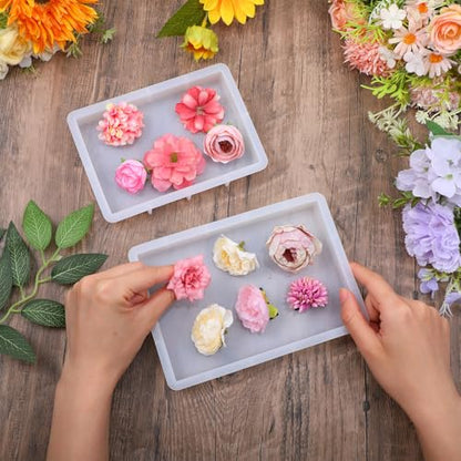 5Pcs Epoxy Resin Molds Set, Large Silicone Casting Molds for Resin, Square & Rectangular Shapes for DIY Art, Flower Preservation, Candle Making, Home Décor, Wedding Keepsakes