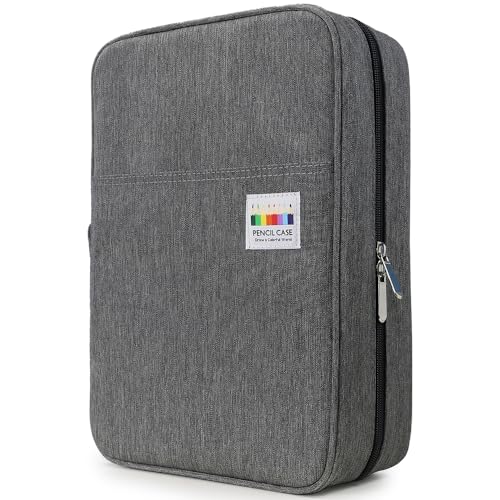 YOUSHARES Big Capacity Colored Pencil Case - 300 Slots large Pen Case Organizer with Multilayer Holder for Prismacolor Colored Pencils & Gel Pen (Grey) - color: Grey