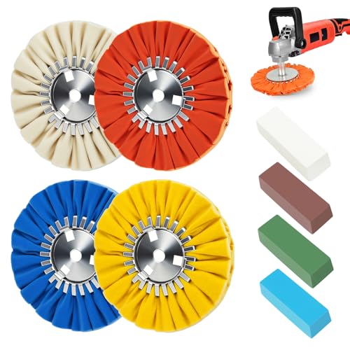 16ply Aluminum Buffing Wheels Kit 8pcs, 8in Airway Forged Wheels Buffing Polishing for 5/8" Arbor Angle Grinder, with Polishing Compound 4pcs, for Metal Rim Rig Aluminum Brass Rust Removal - color: Multi 8pcs, size: 16plys