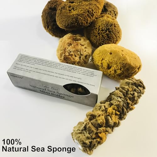 Natural Sea Sponge Mini Roller, 6 Inch - Art Paint Wall Texture Tool | Super Absorbent, Natural Texture | Ideal for Pros & DIY, Efficiently Creates Vivid Wall Patterns (XG-3880) - style: XG-3880