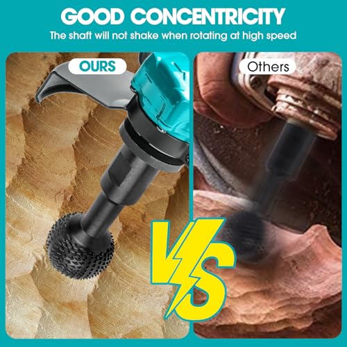 BLEKOO 2Pcs Sphere Rotary Burr with 5/8-11 Threads, Ball Gouge Wood Carving Tools, for 4 1/2 and 5 Inch Angle Grinder