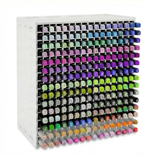 Marker Storage for 240 Markers, Adjustable Marker Organizer & Pen Storage Organizer with Divider, Durable PVC Marker Holder for Desk, Art & Office - color: White-240