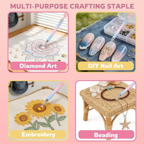 Diamond Painting Roller & Wax Pen Kit, Diamond Art Tools Set | Smooth roller and refillable wax pen help press drills firmly and pick gems faster