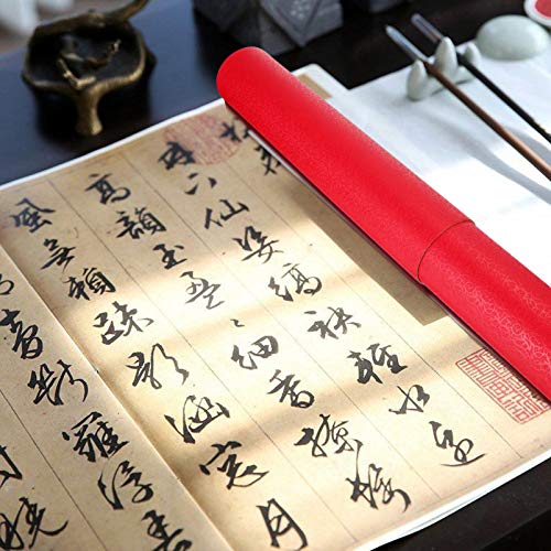 Poster Carrying Case Paper Drawing Mailing Tubes Shipping Calligraphy Painting Document Tubes Pull out Artwork Poster Blueprints Tube Holder Red Construction Paper Roll - color: Red 2, size: 35X6cm