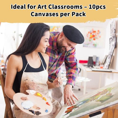 10-Pack 9x12 Stretched Canvas 100% Cotton Triple Primed for Acrylic & Oil | 100% cotton with natural husk, 5/8” Deep Frame, acid-free, no bleed, warp resistant, Ready to paint - size: 10PK - 9"x12"