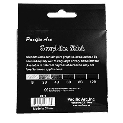 Pacific Arc Graphite Stick: set, artists - (one each 12B,10B,8B,6B,4B,2B) set: 6-piece