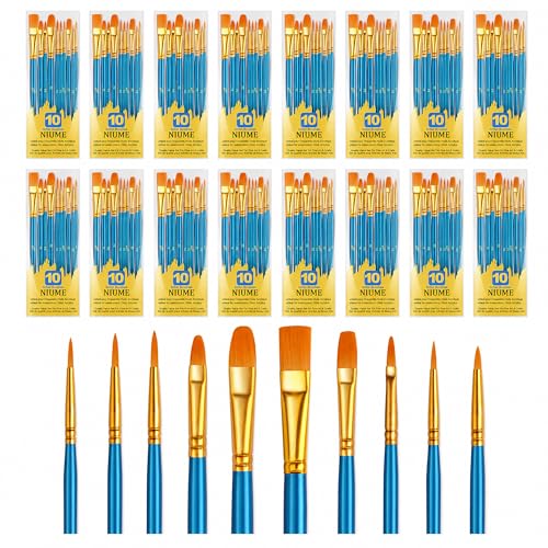 Acrylic Paint Brushes Set, 240Pcs Round Pointed Tip Artist Paintbrushes for Acrylic Painting Oil Watercolor Canvas Boards Rock Body Face Nail Art, Halloween Pumpkin Ceramic Crafts Supplies，Blue - color: Blue, size: 24 Pack