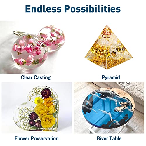 Teexpert Deep Pour Epoxy Resin, 51oz Epoxy Resin Kit for 2-4" Pour Depths, Crystal Clear & High Gloss, Bubble-Free Casting Resin for Flower Preservation, River Tables and Mold Crafts - 2:1 Mix Ratio - size: 51oz