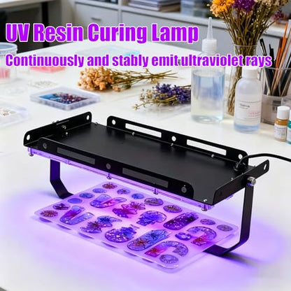 Feghezja UV Light for Resin, Portable UV Black Light, 50W Fast 3D Printer Curing UV Lamp, Jewelry Making Supplies for Resin UV, DIY Craft, Glow Party, Fluorescent Poster, Halloween, Body Paint - size: 50W