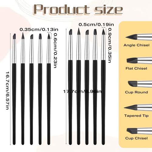 10 Pcs Silicone Sculpting Tools, Flexible Silicone Clay Tools for Handicraft Pottery Artwork Shaping & Carving DIY (Black)