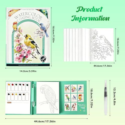 houlishu Flower Bird Art Painting Book, Portable Sketch Album for Art Creation and Relaxation