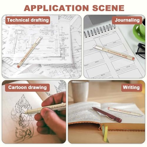 MECCANIXITY 05 Fineliner Ink Pens, 6Pcs 0.45mm Brown Micro Pens with Waterproof Archival Ink for Watercolor Sketching Cartoon Technical Drawing - style: 05#