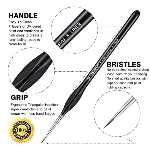 PANDAFLY Detail Paint Brushes Set, 15pcs Miniature Brushes for Fine Detailing & Art Painting - Acrylic, Oil, Watercolors & Paint by Number, Models, Face, Nail, Craft - size: 15 Size
