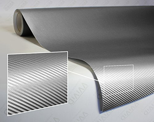 VViViD Craft 3D Carbon Fibre Textured Vinyl Sheet 1ft x 5ft for Silhouette, Cricut and Cameo Machines Including 12" x 12" Sheet of Transfer Paper (Silver) - color: Silver