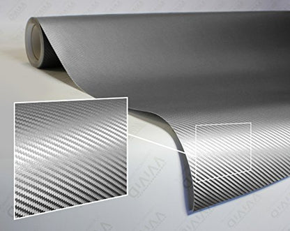 VViViD Craft 3D Carbon Fibre Textured Vinyl Sheet 1ft x 5ft for Silhouette, Cricut and Cameo Machines Including 12" x 12" Sheet of Transfer Paper (Silver) - color: Silver