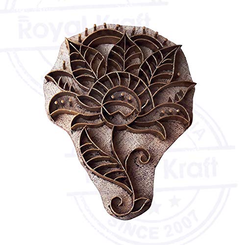 Arty Crafty Print Stamp Brass Lotus Shapes Wooden Clay Block - size: BSCtag012