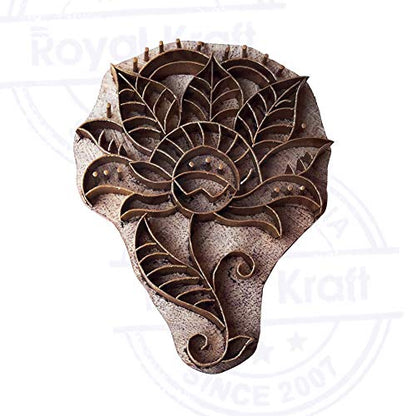 Arty Crafty Print Stamp Brass Lotus Shapes Wooden Clay Block - size: BSCtag012