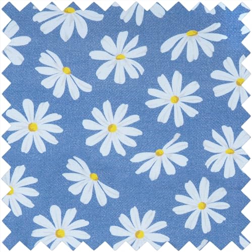 Hobby Gift Medium Sewing Box Organiser, Fabric Covered Storage Box with Handle, Internal Tray, Pin Cushion and Pocket for Sewing, Quilting and Knitting Supplies - color: Denin Daisies
