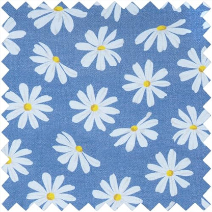 Hobby Gift Medium Sewing Box Organiser, Fabric Covered Storage Box with Handle, Internal Tray, Pin Cushion and Pocket for Sewing, Quilting and Knitting Supplies - color: Denin Daisies