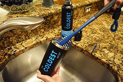 The Coldest Water Bottle Brush - Long Handle 3 in 1 Cleaning Kit for Stainless Steel Water Bottles, Lids, Straws. Tumblers, Coffee Mugs & Baby Bottles - Perfect Cleaner for Narrow Neck Bottles