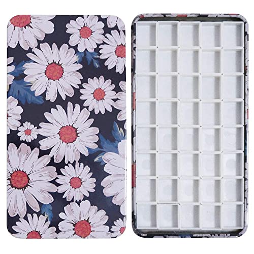 FCLUB Watercolor Tin Palette with 40pcs Half Pans and Magnets | Metal Palette with 40 White Plastic Half Pans and Magnetic Squares, Ideal for DIY Watercolor, Travel, and Custom Palettes - color: Chrysanthemum, size: Pack of 40 Half Pans