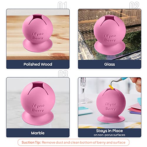iVyne (8pcs) Premium Vinyl Weeding Tool Kit & Weeding Scrap Collector Soft Grip Tools with Berry, Weeder, Tweezers, Picker Or Hook, and Scraper Set for Silhouette Cameos & HTV- Pink - color: Silicone Tools & Berry Pink